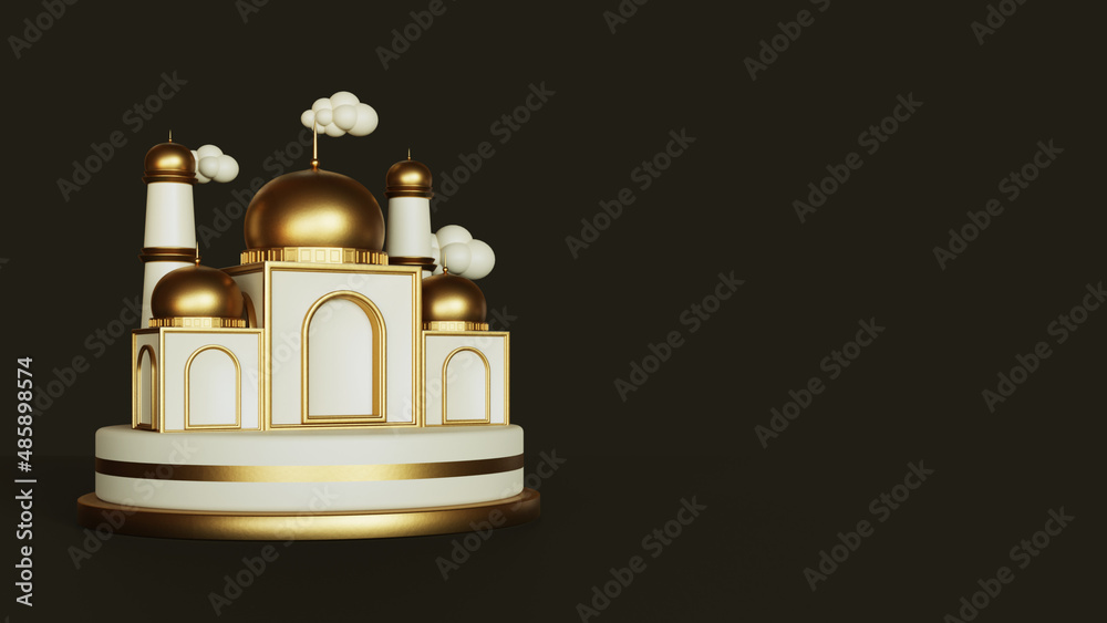 Ramadan kareem greetings background with decorative mosque on the podium, realistic 3d Islamic Ramadan kareem greetings background with decorative mosque on the podium, realistic 3d Islamic