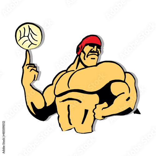 Vector emoticon illustration of a water polo player isolated on a white background