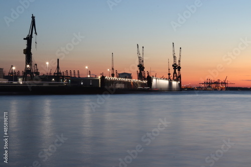 Sunset in Hamburg Harbour