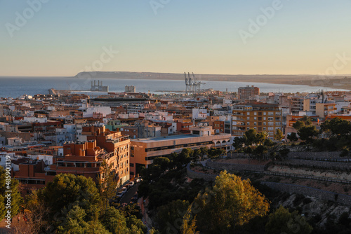 Beautiful sunset with landscape from the San Fernando castle in Alicante