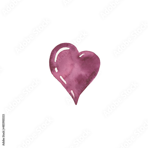 Wallpaper Mural Heart Shiny glossy candy red. Watercolor Symbols. Gem. Valentines day, wedding, romantic, party design, congratulation, love message, invitation card. Hand-draw clipart illustration isolated on white Torontodigital.ca