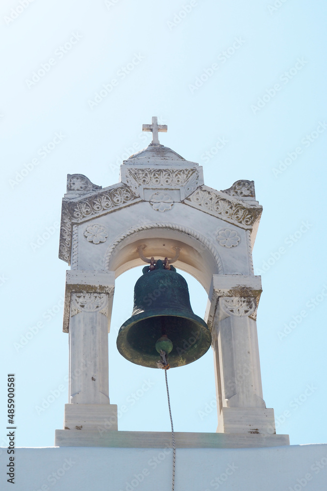 Obraz premium Located in the Cyclades, on the island of Tinos, in the heart of the Aegean Sea, the monastery of Kechrovouni is a huge religious complex built in the 10th century near the village of Arnados