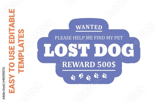 Lost dog sticker design, element about missing pet