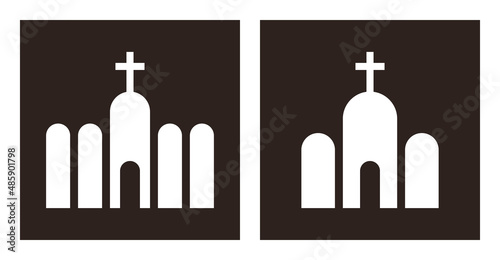 Monastery and church icon set