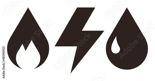 Gas electricity and water icon
