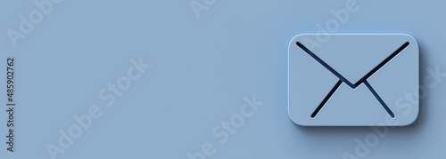 3d Mail envelope  on pastel blue background. 3d render of new e-mail message notice icon. Concept of subscription to newsletter. 3d illustration, 3d rendering 