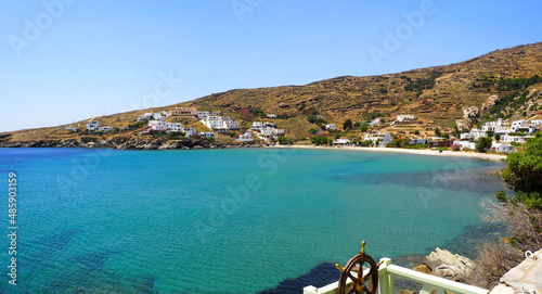 Fototapeta Naklejka Na Ścianę i Meble -  view of Giannaki beach on the island of Tinos, in the Cyclades archipelago, in the heart of the Aegean Sea