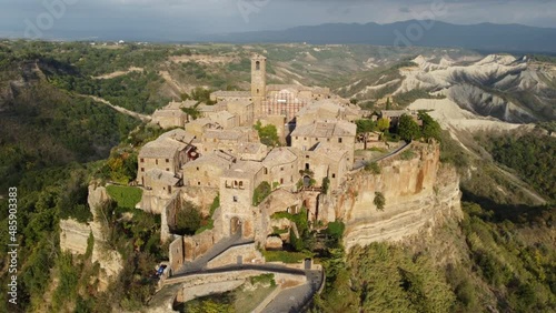Civita di Bagnoregio aerial view in Lazio, Italy