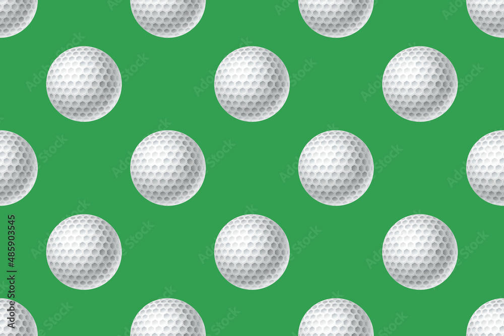 Golf balls seamless pattern on green background Golf balls seamless pattern on green background