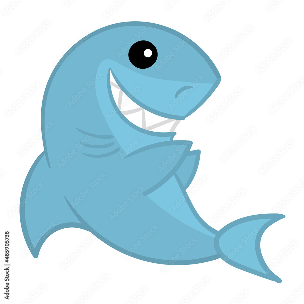 Obraz premium Shark mascot Cartoon funny isolated vector on white background