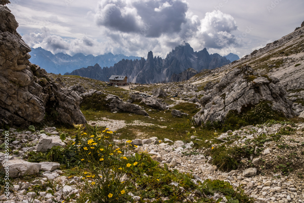 Mountain trail Tre Cime di Lavaredo in Dolomites in Italy Mountain trail Tre Cime di Lavaredo in Dolomites in Italy