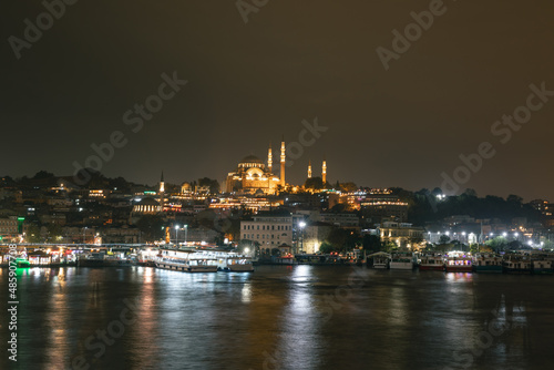 Istanbul. Suleymaniye Mosque at night in Istanbul