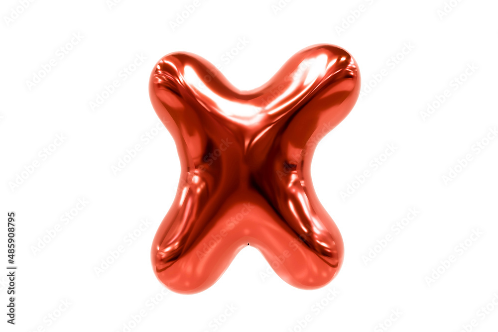 Balloon font metellic red letter X made of realistic helium balloon, Premium 3d illustration. Balloon font metellic red letter X made of realistic helium balloon, Premium 3d illustration.