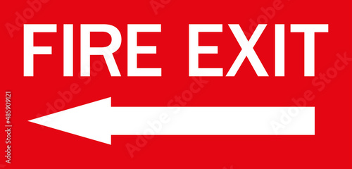 Fire Exit Sign. White on red background. Safety signs and symbols.