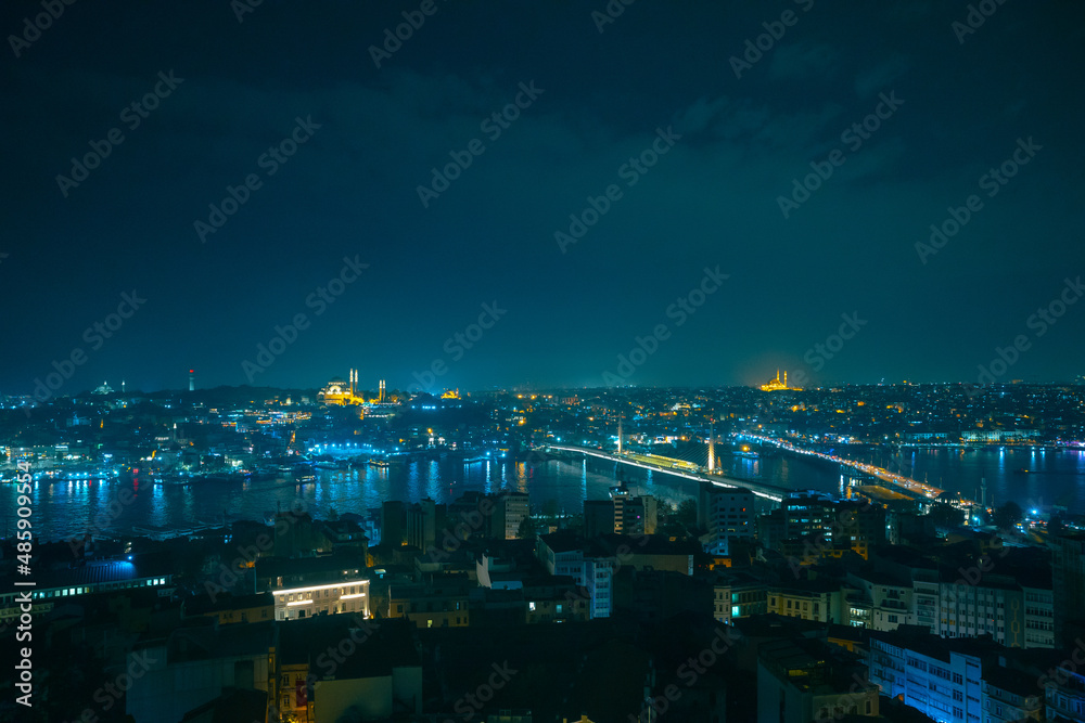 Obraz premium Istanbul night. Cityscape of Istanbul at night