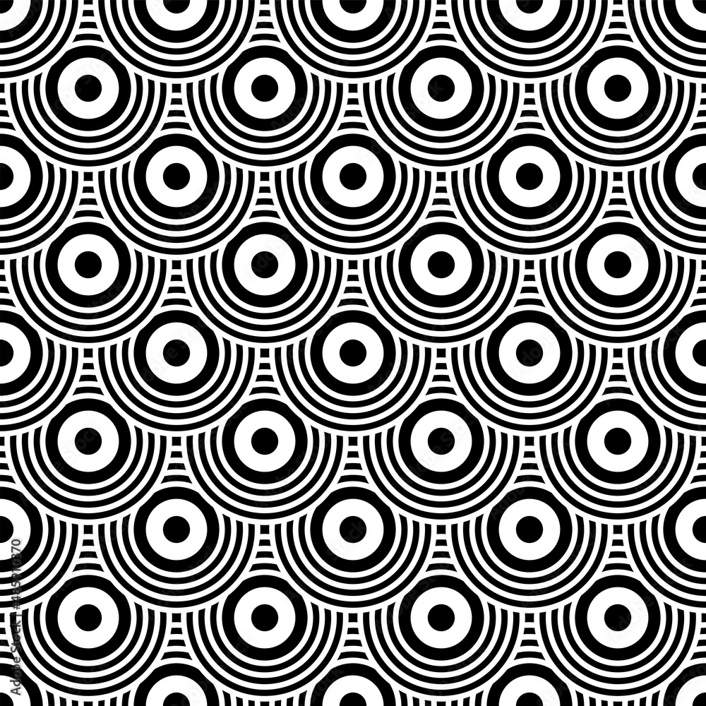 Fototapeta premium Art Deco motif in seamless pattern. Decorative fish scale texture.