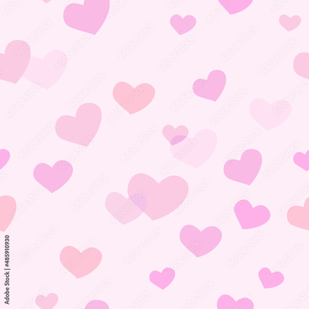 Vector pattern, pink hearts, for a postcard