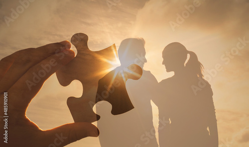 Tableau sur toile Man and woman together finding love
