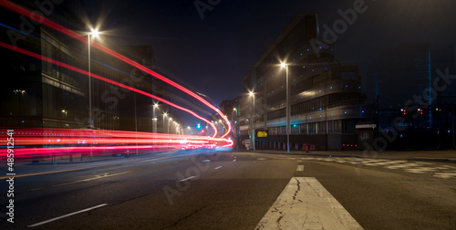 Fototapeta quartier de la Part-dieu à Lyon la nuit