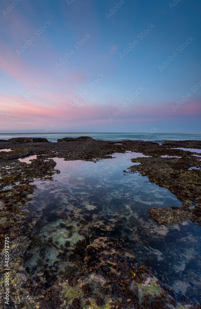 View of De Hoop Nature Reserve beautiful rocky coastline at sunrise, Western Cape, South Africa. View of De Hoop Nature Reserve beautiful rocky coastline at sunrise, Western Cape, South Africa.