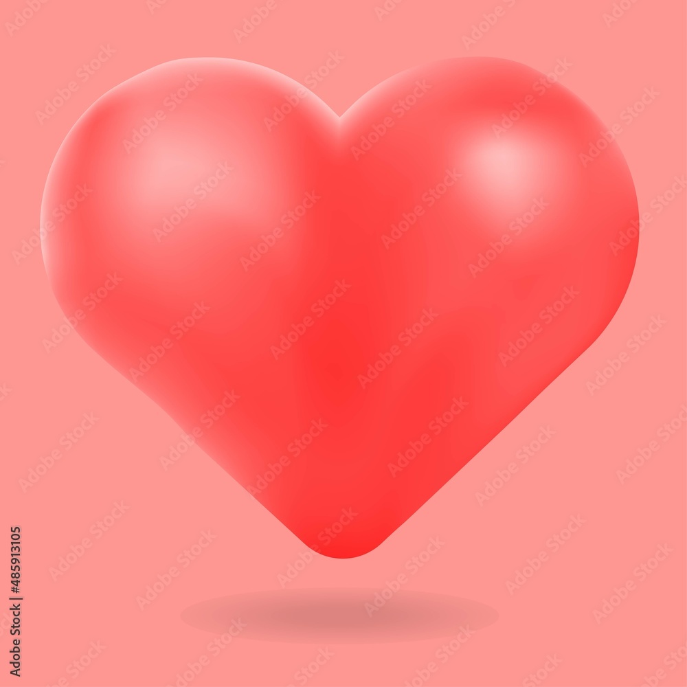 Red heart 3D, Vector Illustration