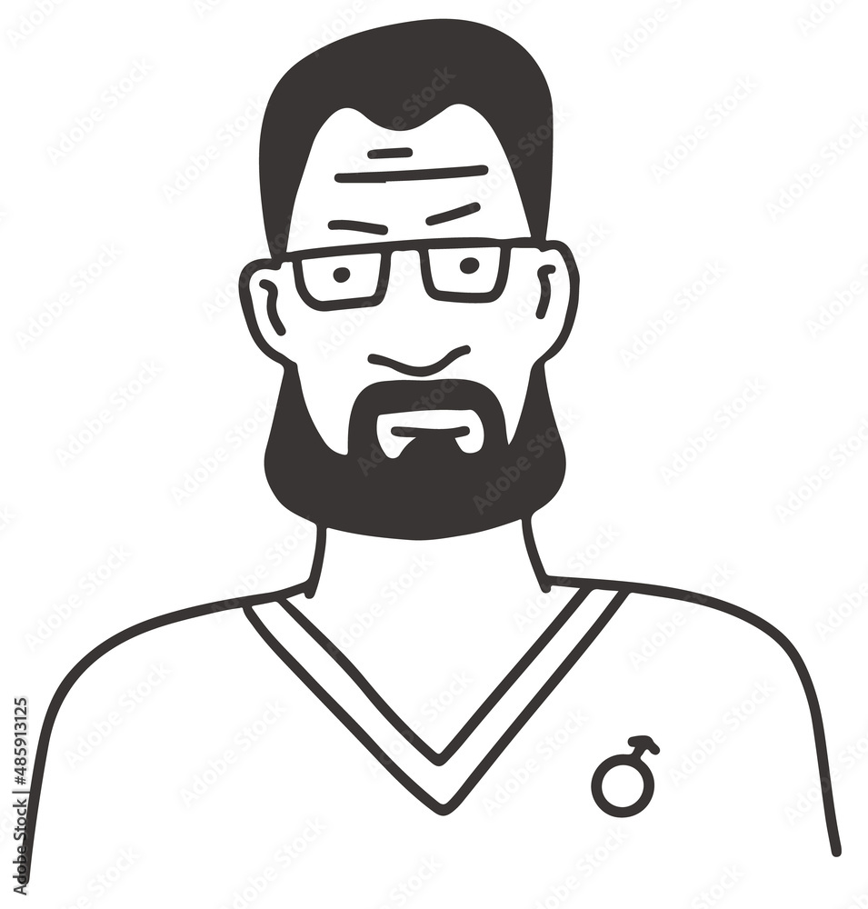 Andrologist Doctor for Men Portrait Doodle Style Vector Illustration Sketch