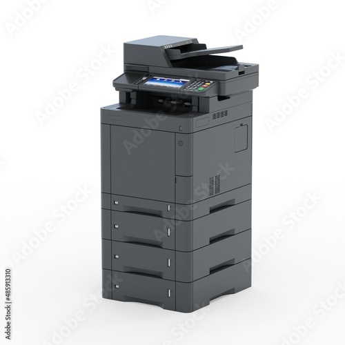 Multi-function printer scanner. Isolated Office professional technology. 3D illustration.
