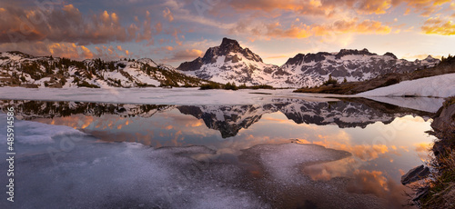 Snow begins to melt at Thousand Island Lake, in the Ansel Adams Wilderness, California, USA