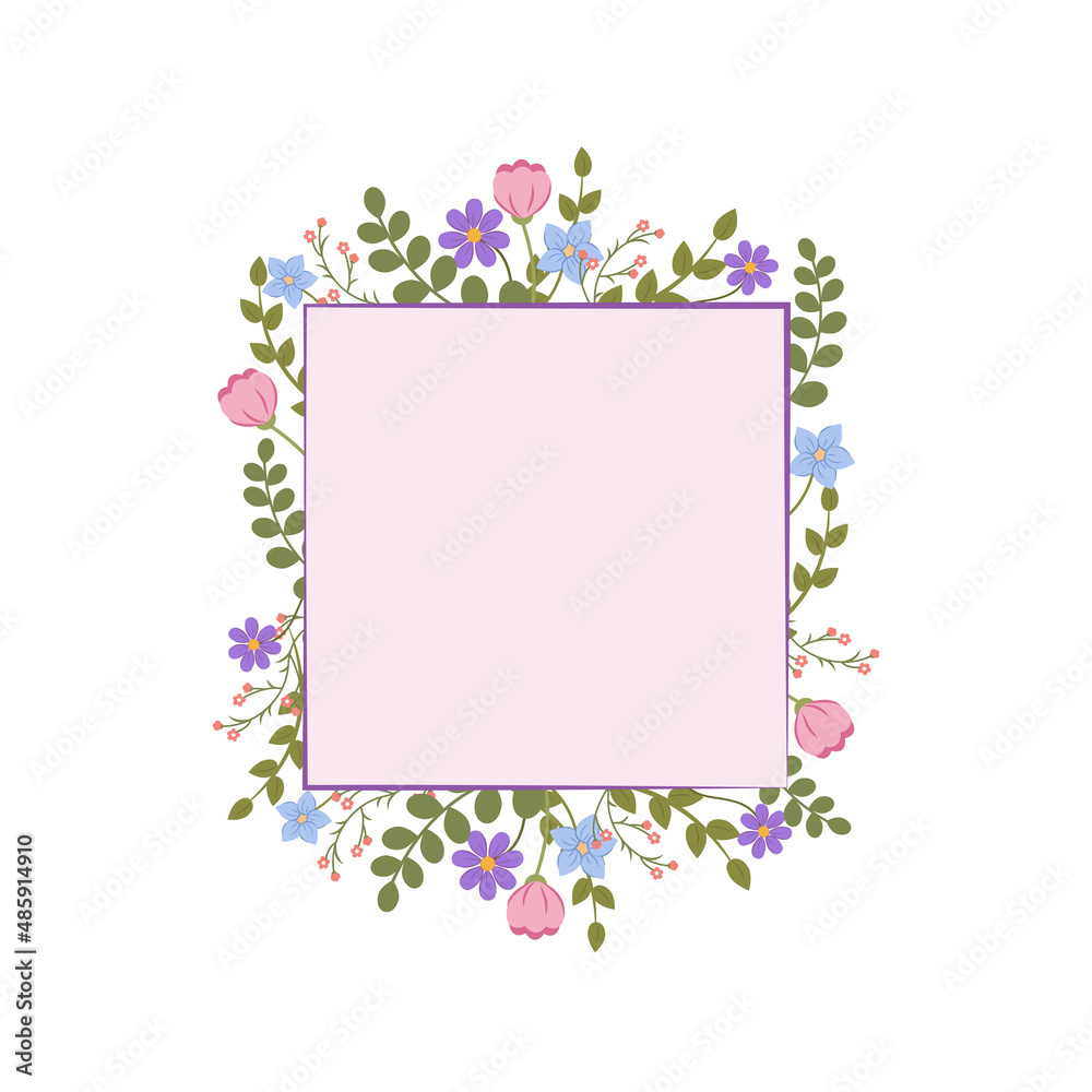frame with floral elements for inscriptions, postcards, greetings