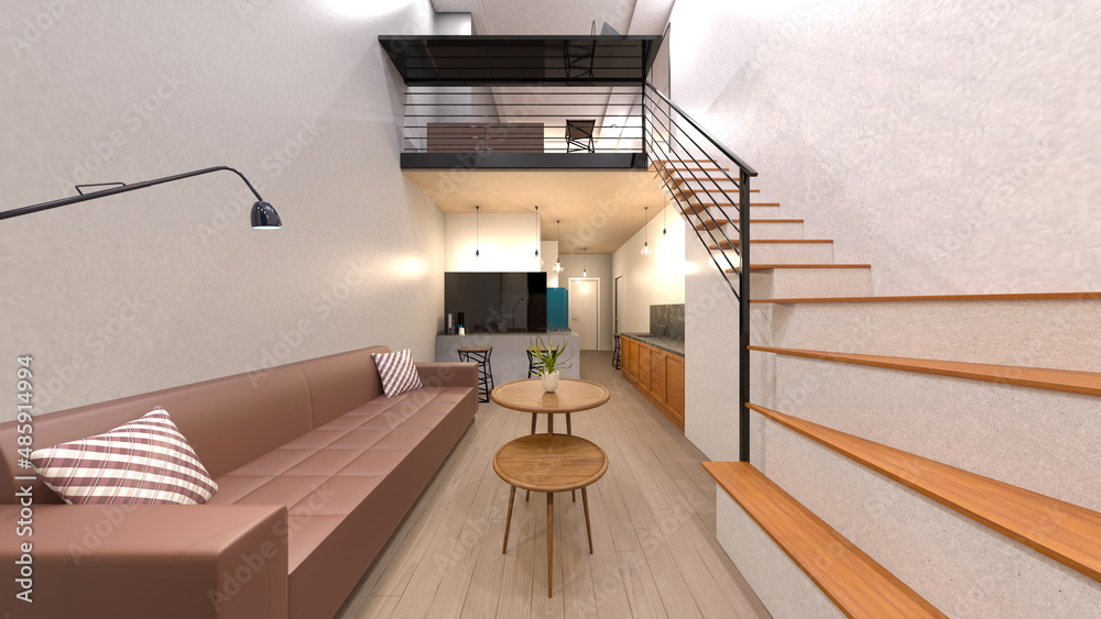Fototapeta premium ロフト付きワンルーム