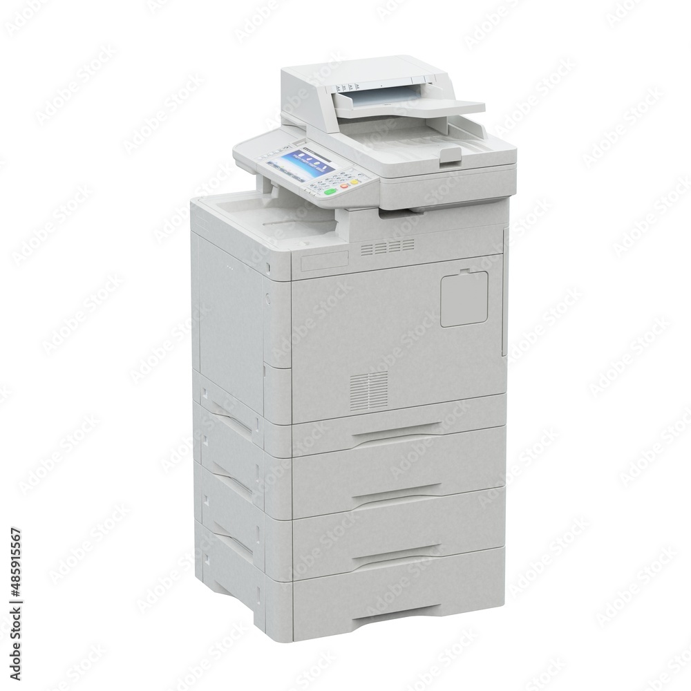 Multi-function printer scanner. Isolated Office professional technology. 3D illustration. Multi-function printer scanner. Isolated Office professional technology. 3D illustration.