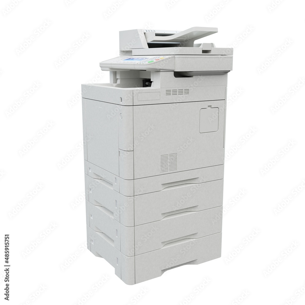 Multi-function printer scanner. Isolated Office professional technology. 3D illustration.