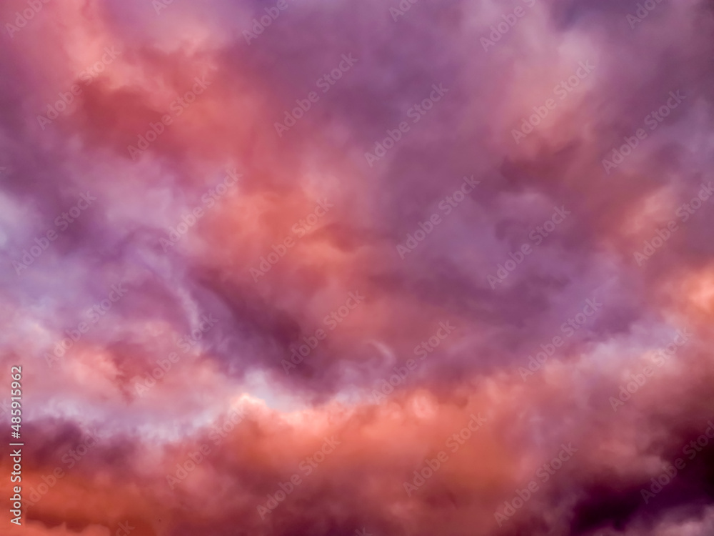 Fototapeta premium Cloudy sky with an unusual shade, a background with cloudy sky in contrasting colors. Dramatic storm sky background.