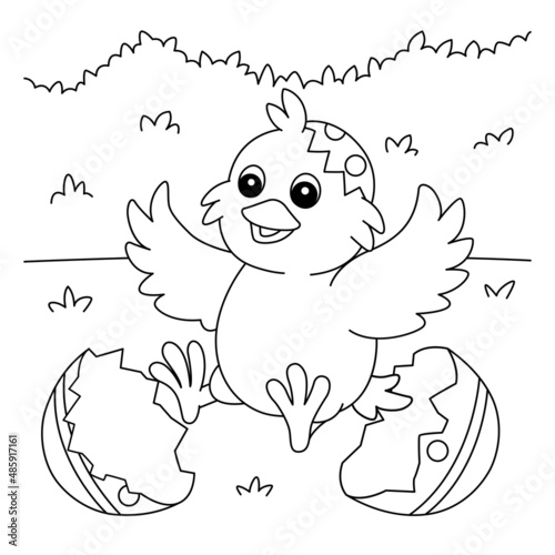 Chick Pop Out In Easter Egg Coloring Page