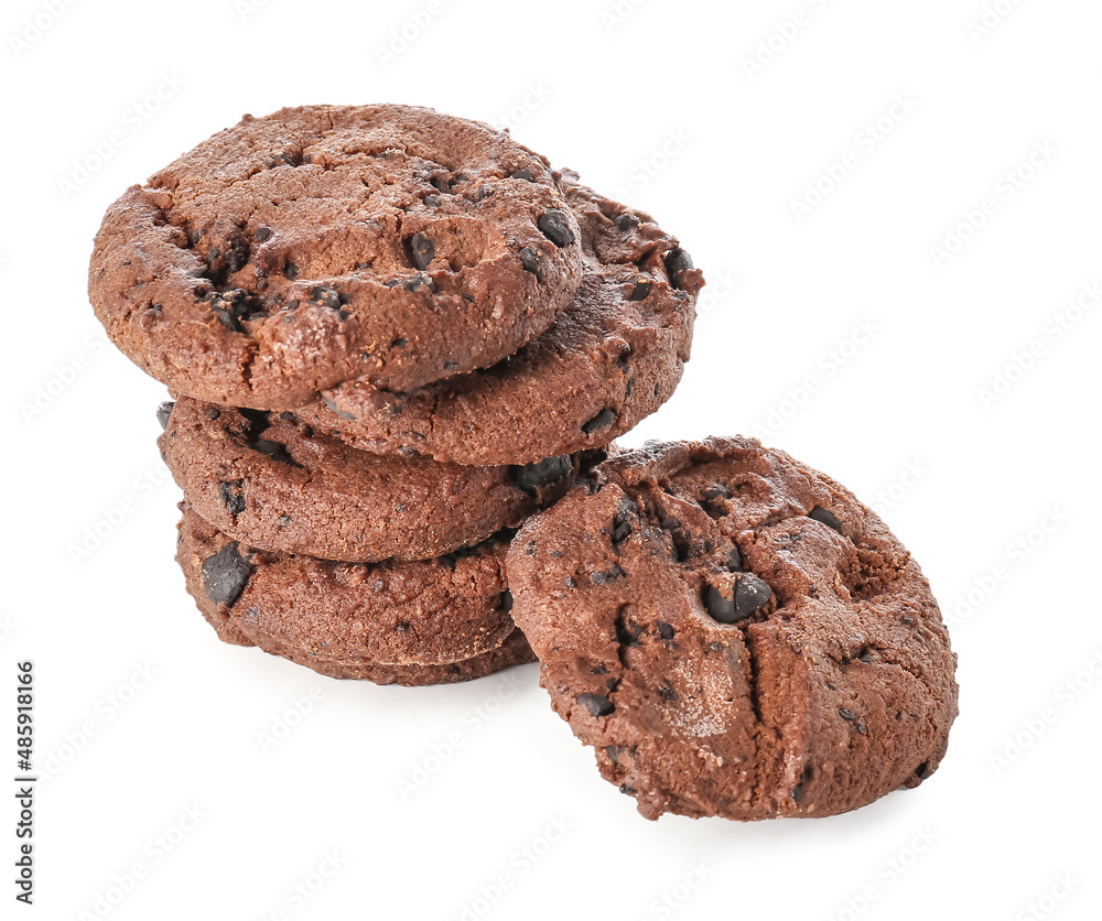 Delicious chocolate cookies on white background Delicious chocolate cookies on white background
