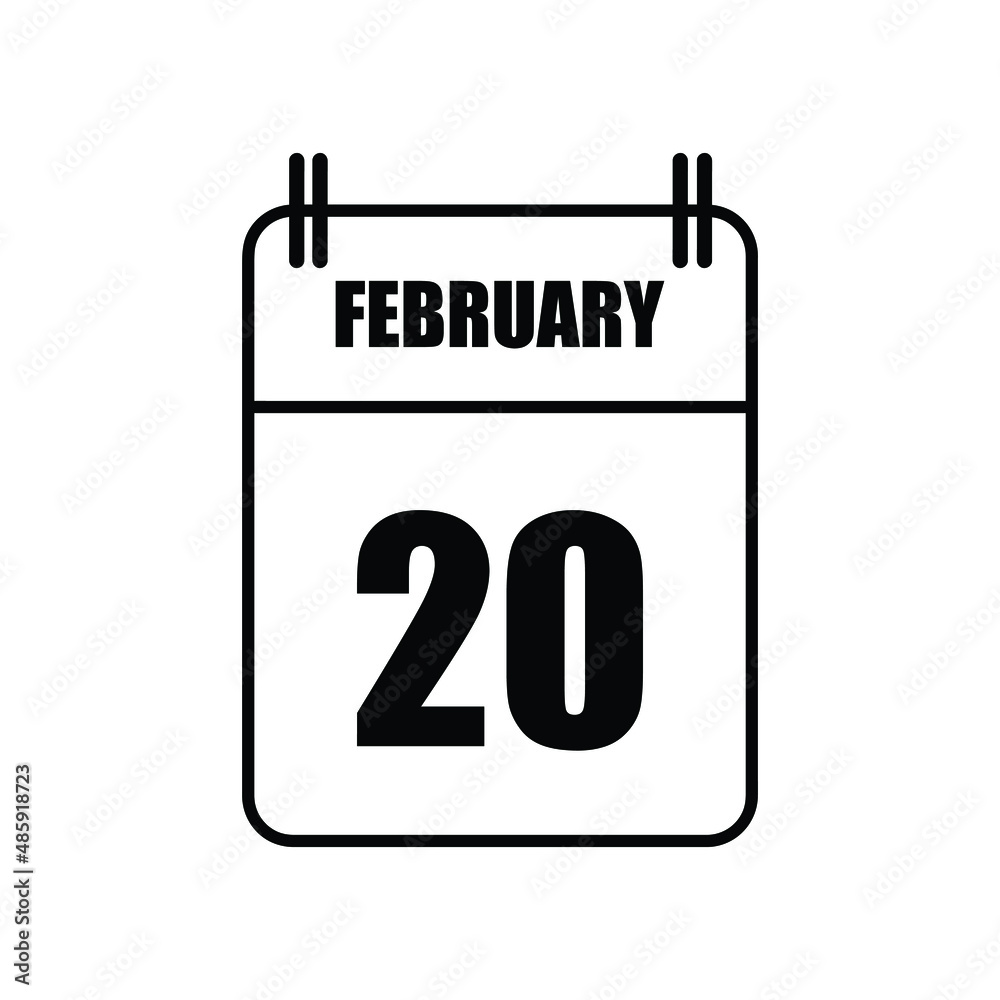 Outline February 20 Calendar Icon Vector Illustration . Date , Day Of Mouth Outline February 20 Calendar Icon Vector Illustration . Date , Day Of Mouth