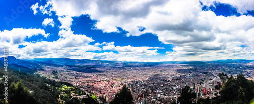 Panoramic view of the city of Bogota from the eastern hills. photo