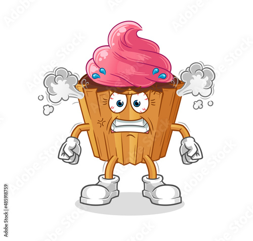 cupcake very angry mascot. cartoon vector