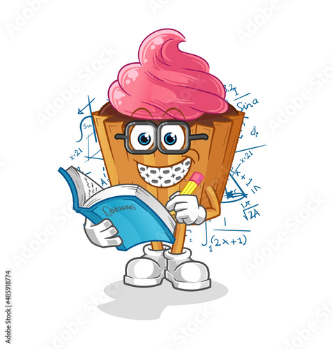 cupcake geek cartoon. cartoon mascot vector