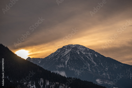 sunset over the mountains, Choc peak, winter, Orava, Slovakia, Europe