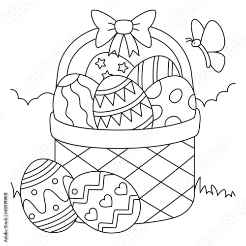 Easter Basket Coloring Page for Kids