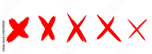 Grunge Cross icon. Set of red web icons cancel. Vector clipart isolated on white background. photo