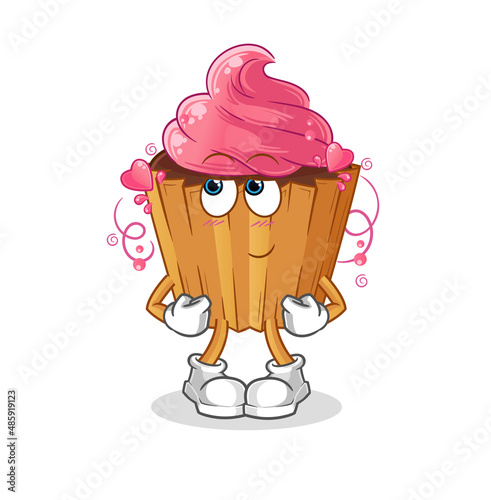 cupcake shy vector. cartoon character