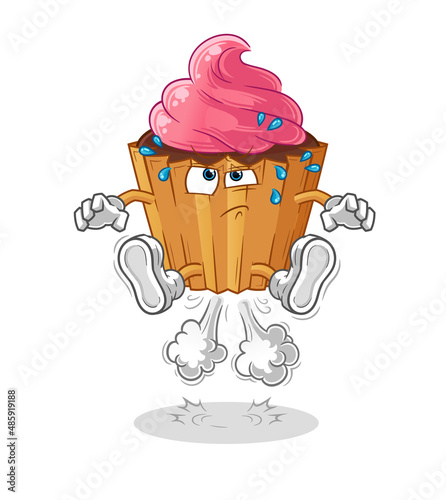 cupcake fart jumping illustration. character vector