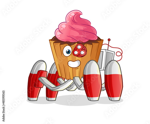 cupcake future robot vector. cartoon character