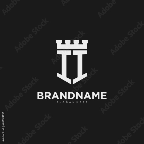 Initials II logo monogram with shield and fortress design
