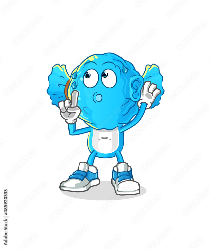 Obraz premium candy head cartoon eavesdropping vector. cartoon character