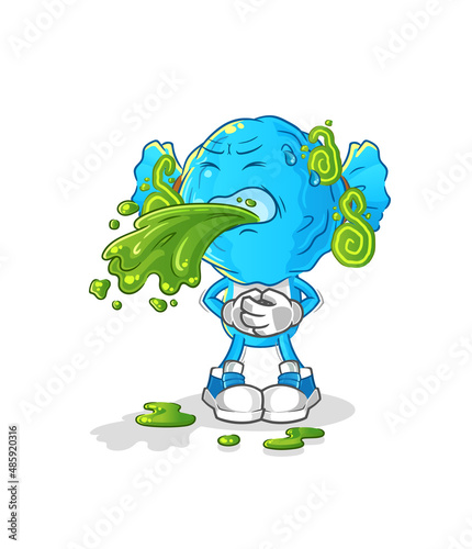 candy head cartoon throw up. cartoon mascot vector