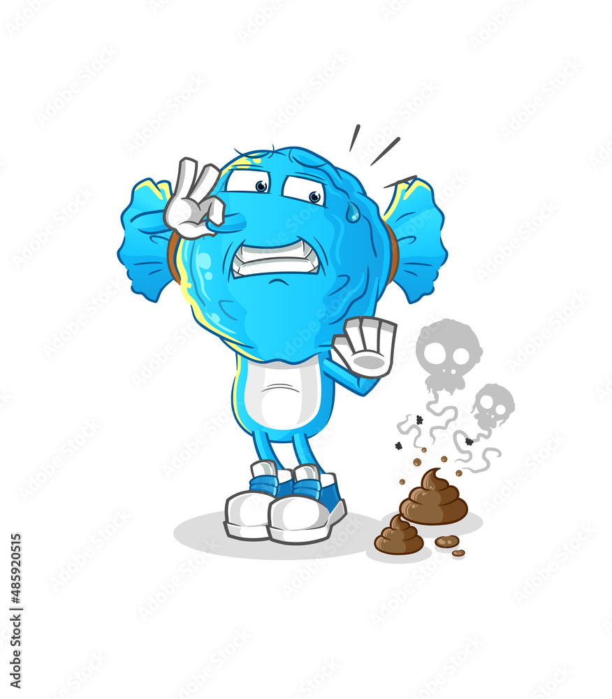 candy head cartoon with stinky waste illustration. character vector