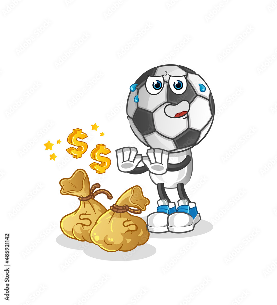 Naklejka premium football head cartoon refuse money illustration. character vector